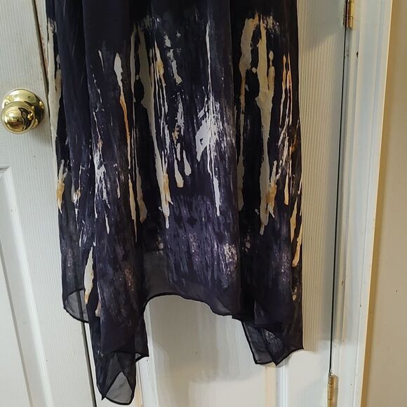 Simply Vera Vera Wang Sleeveless V Neck Shark-bite Hem navy purple Dress Size M - Picture 2 of 9